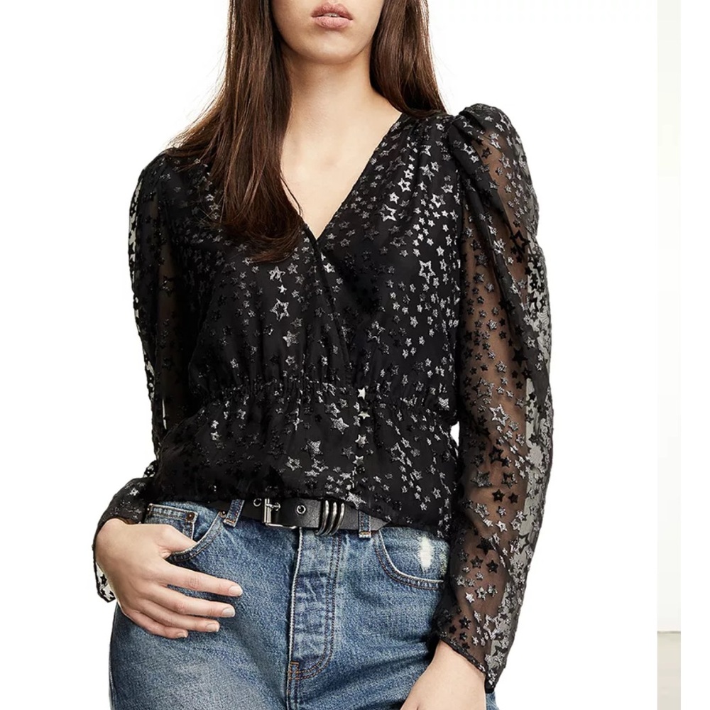 The Kooples Burnout Velvet Star Top